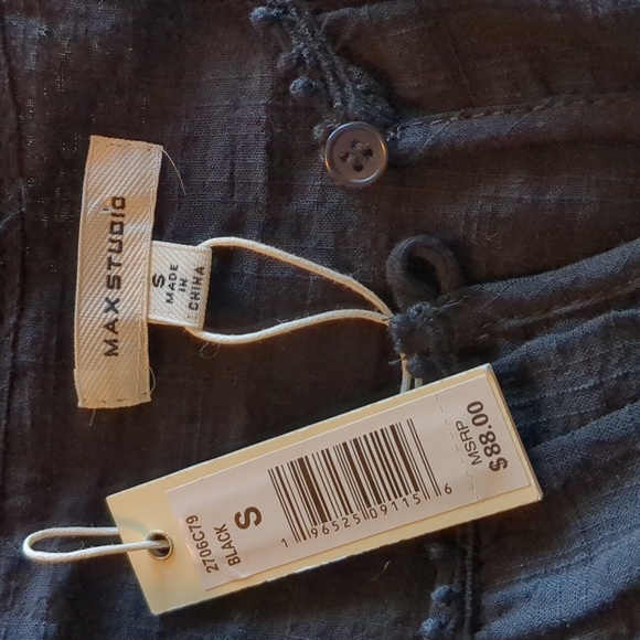 NWT Max Studio Black Blouse Ruffle Sleeves - Picture 6 of 8